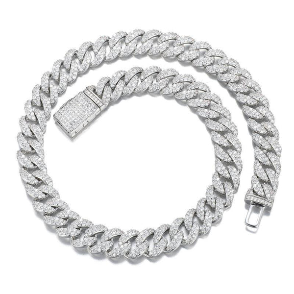 13Mm Delicate 2 Rows Zircon Hip Hop Women Wen Necklace Bracelet Set Iced Out Cuban Chain Link