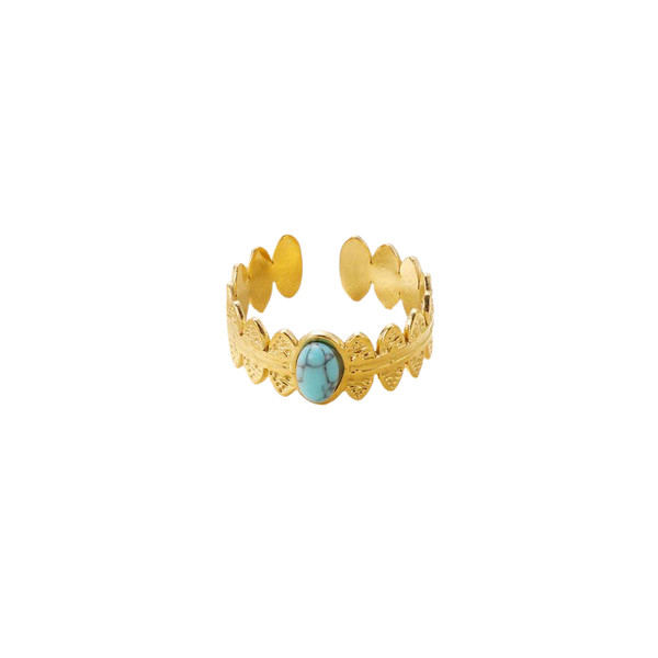 MINIMALISTIC OVAL INFINITY RING WITH TURQUOISE GEMSTONE