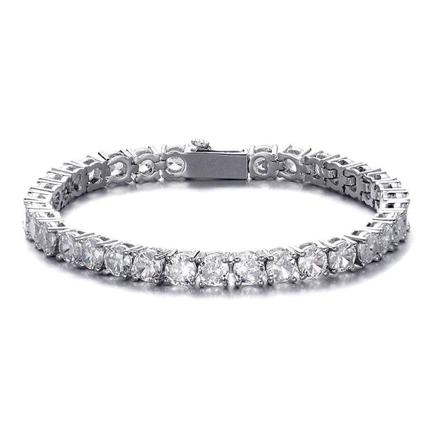 4Mm 5Mm Stainless Steel Prong Zircon CZ Bracelet  Hop Stainless Steel Iced Out Tennis Link Chain Diamond Bracelet for Gift