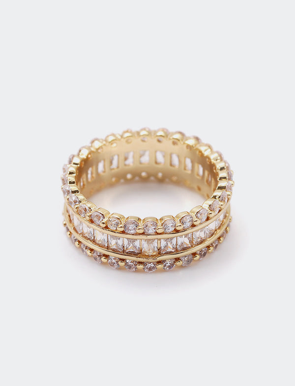 ICED TENNIS BAGUETTE RING