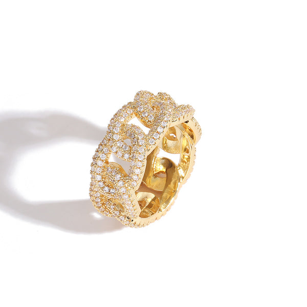 ICED CUBAN LINK RING
