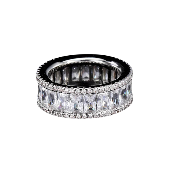3 ROW ICED BAGUETTE RING