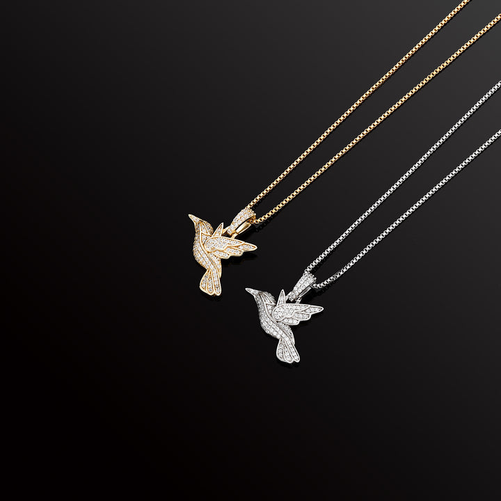 Fashion S925 Pigeon Necklace Sterling Silver Full Diamond Cartoon Bird Lady Pendant Collarbone Chain Necklace