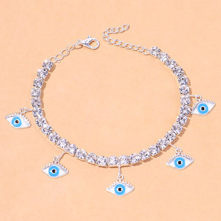 New Hip Hop Simple Devil Eye Anklet Personality Jewelry Beach Crystal Charm Iced Out Boho Anklets