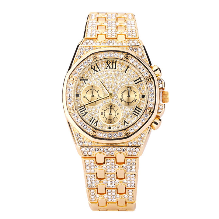 hop Diamond Watch Set Iced Out Crystal Bracelets Bling Bling hop Watch Unisex Luxury Large Dial Diamond Watch