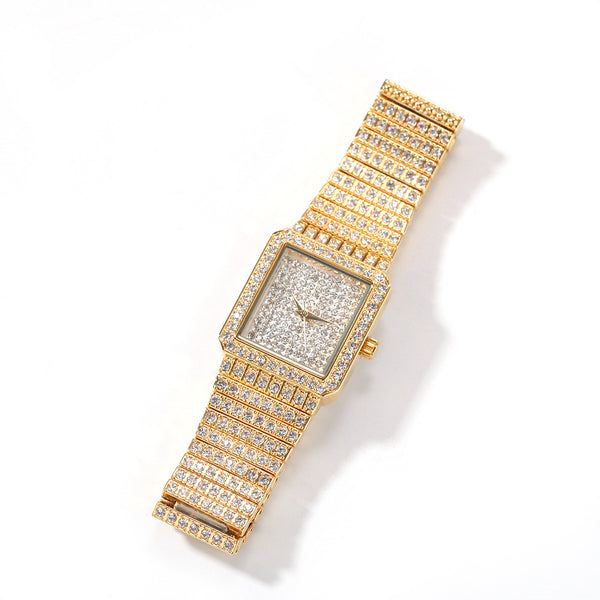 2021  Hop Watches Iced Out Mens Square Full of Rhinestone Diamond Watches in Wristwatches Luxury Watch for Women Men