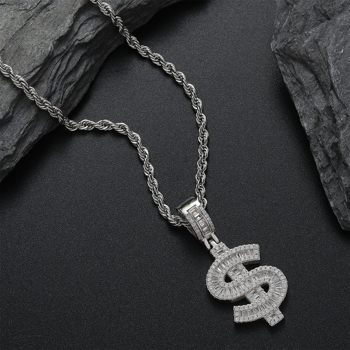 New Arrival hop Fine Jewelry Pendants 925 Silver Iced Out Dollar Pendant Necklace for Women Men Wholesale