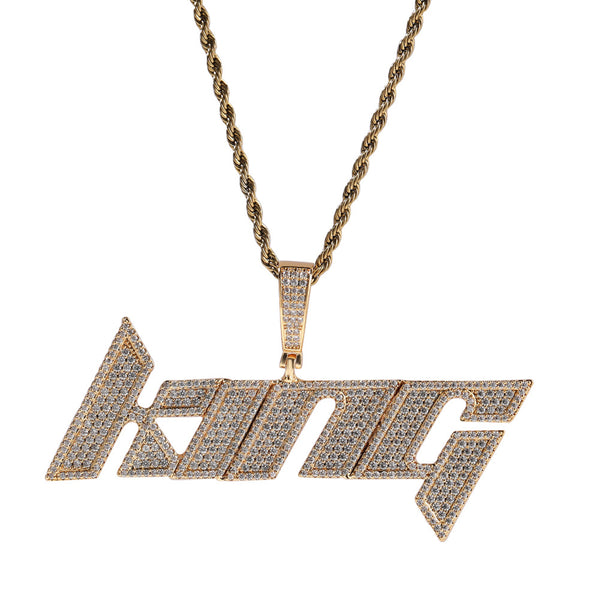New Custom Letter Pendant Copper Inset Zircon Men'S and Women'S Trend Street Hip Hop Personality Necklace