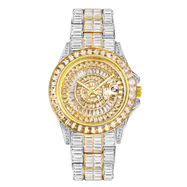 Mens Watch Stainless Steel Iced Out Diamond Waterproof Watches Luxury Wrist CZ Diamond Quartz Watches Jewelry