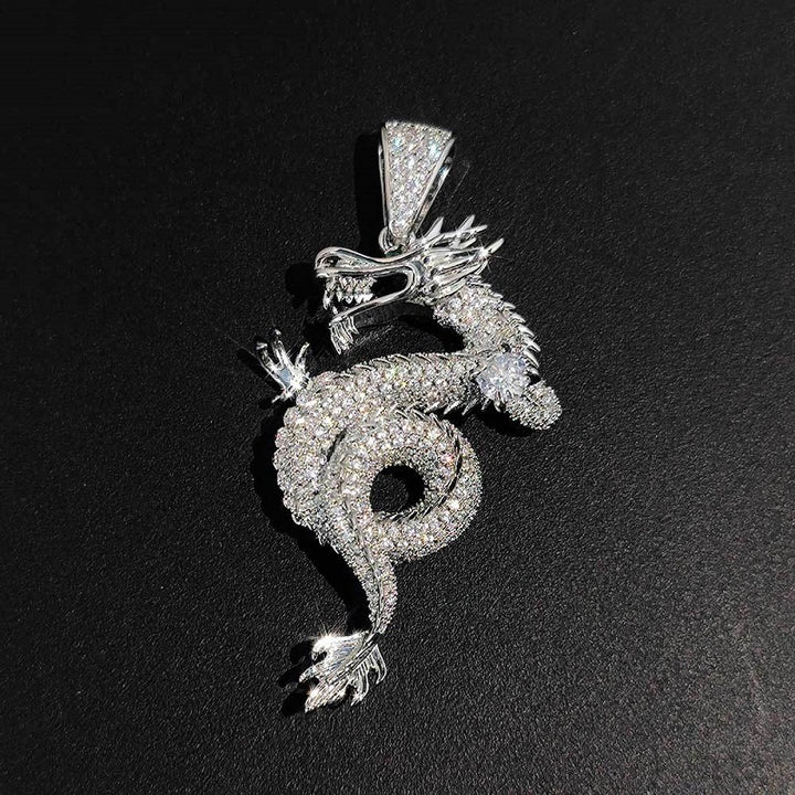New Chinese Style Personality Retro Gold Plated 12 Zodiac Dragon Pendant Zircon Men'S and Women'S Sweater Chain
