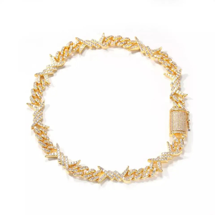 10MM ICED CUBAN CHAIN THORN BRACELET - nofugazilondon