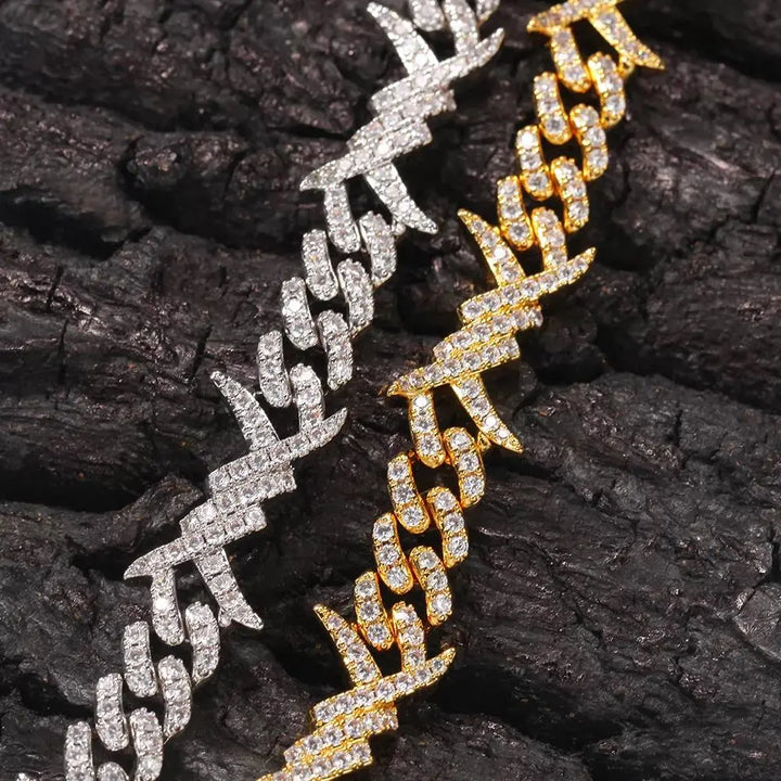 10MM ICED CUBAN CHAIN THORN BRACELET - nofugazilondon