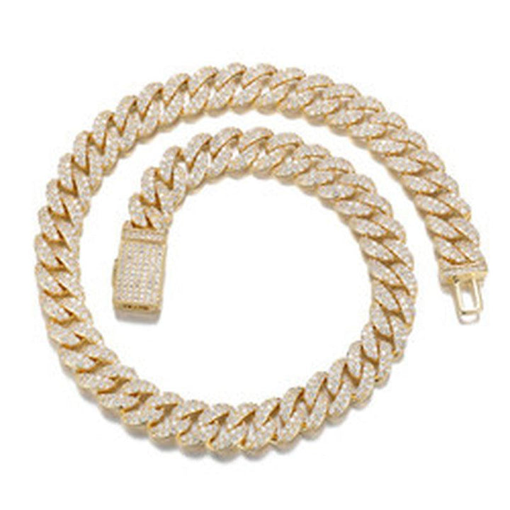 13Mm Delicate 2 Rows Zircon Hip Hop Women Wen Necklace Bracelet Set Iced Out Cuban Chain Link
