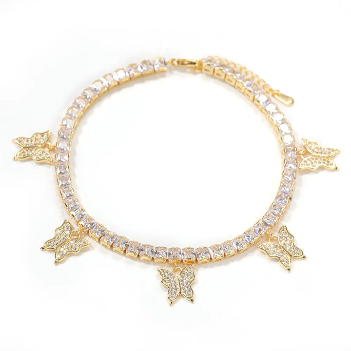 5MM TENNIS BUTTERFLY ANKLET - nofugazilondon