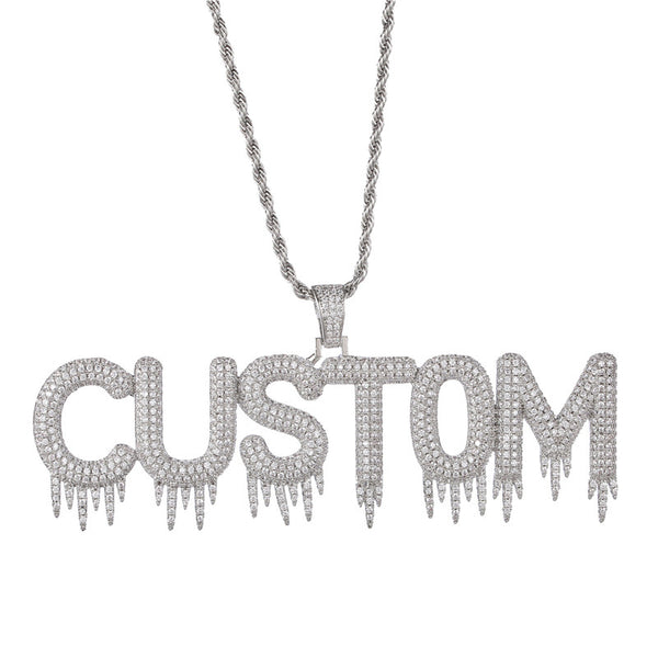 50MM BOLD DRIP STYLE ICED CUSTOMISABLE PENDANT