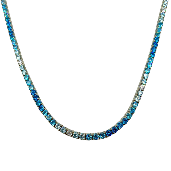 TWO TONE BLUE WHITE GOLD TENNIS CHAIN