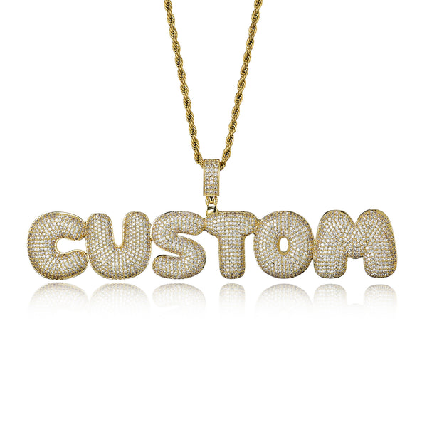 44MM BUBBLE FONT ICED CUSTOMISABLE PENDANT