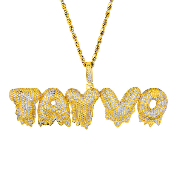 32MM BUBBLE DRIP FONT ICED CUSTOMISABLE PENDANT