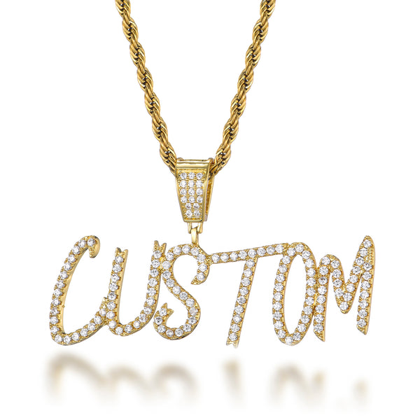 35MM BRUSH FONT ICED CUSTOMISABLE PENDANT