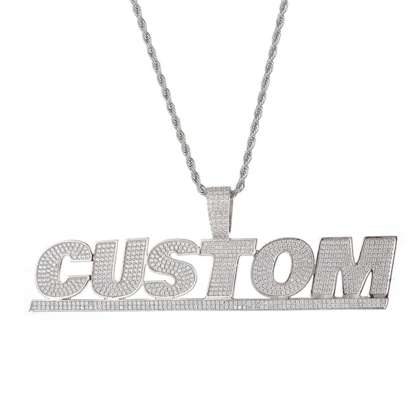 42MM UNDERLINED BLOCK FONT ICED CUSTOMISABLE PENDANT