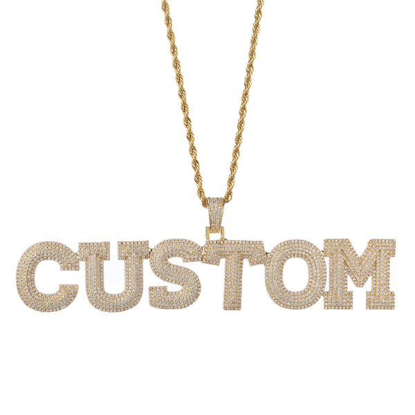 40MM BLOCK FONT ICED CUSTOMISABLE PENDANT