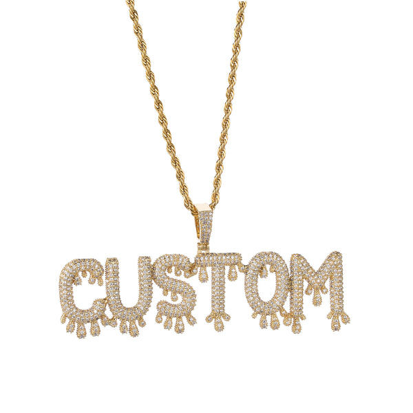 40MM BLOCK DRIP FONT ICED CUSTOMISABLE PENDANT