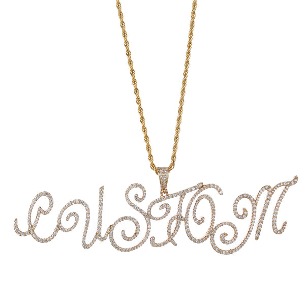 47MM CURSIVE FONT ICED CUSTOMISABLE PENDANT