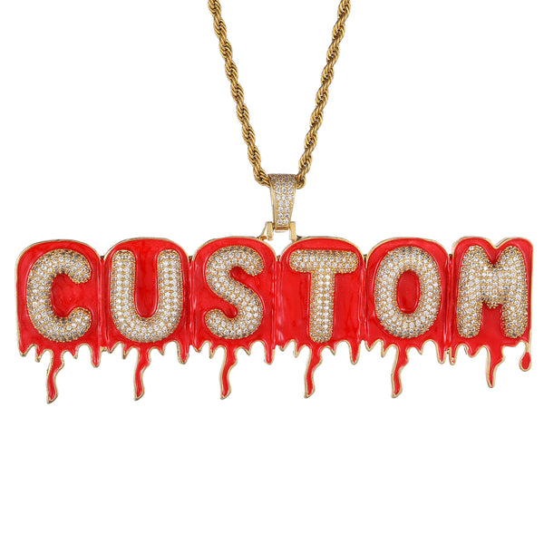 51MM BLOODY BUBBLE BLOCK FONT ICED CUSTOMISABLE PENDANT