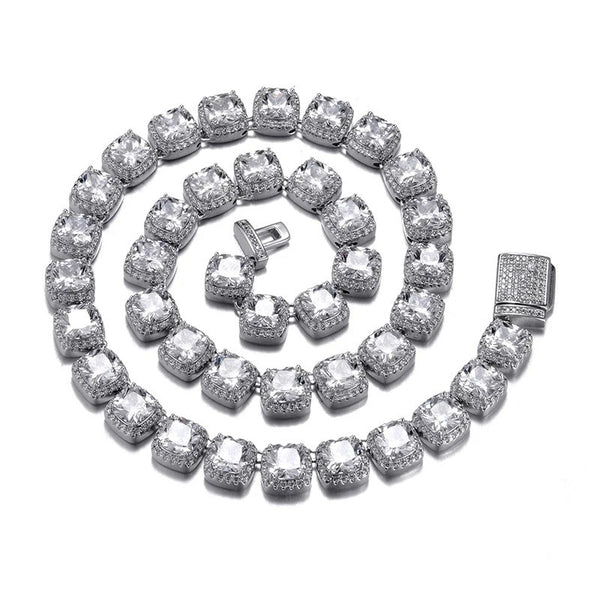 10MM SQUARE CLUSTER INLINE TENNIS BRACELET