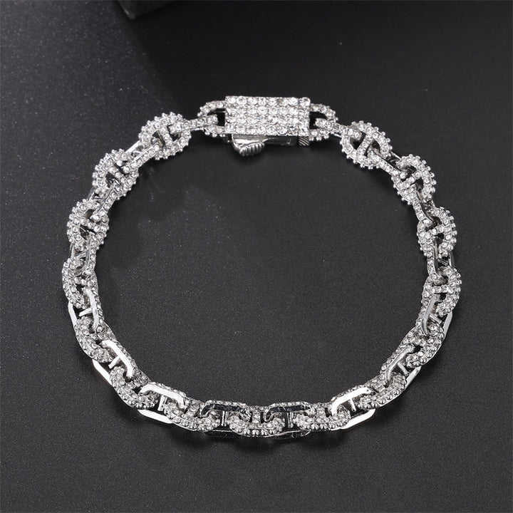High Quality Box Chain Jewelry Hip Hop Iced Out Bling Nano Stone Cz Baguette Tennis Necklace New Design