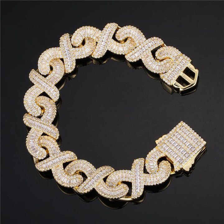 Hop 16MM Heavy Solid Square Zircon Bracelets Iced Out Micro Pave T Baguette Cubic Zircon Bling Bracelet for Men Jewelry