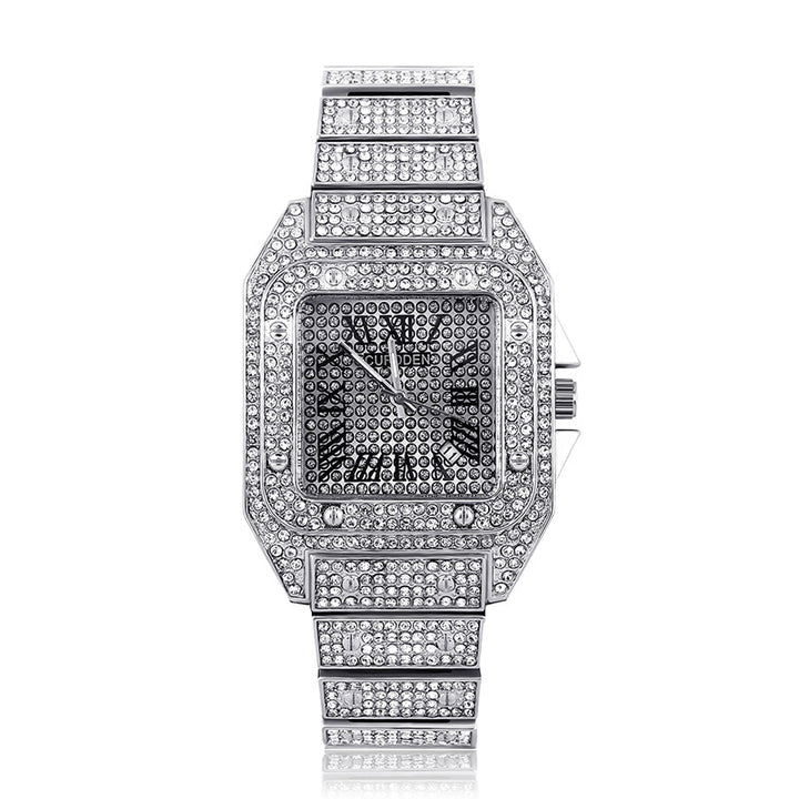 hop Stainless Steel Diamond Watch Iced Out Crystal Bling Bling hop Watch Mens Luxury Large Dial Diamond Watch