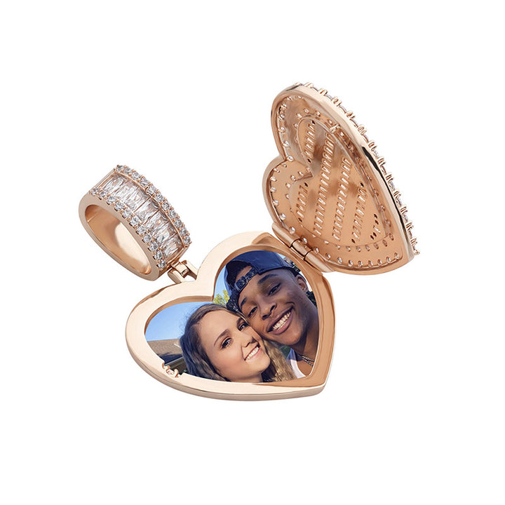 2023 Clam Shell Love Collection Custom Made Photo Frame Pendant Full of Zircon Jewelry Hip Hop Necklace