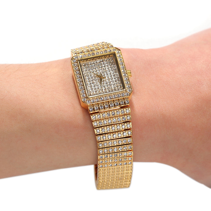 2021  Hop Watches Iced Out Mens Square Full of Rhinestone Diamond Watches in Wristwatches Luxury Watch for Women Men
