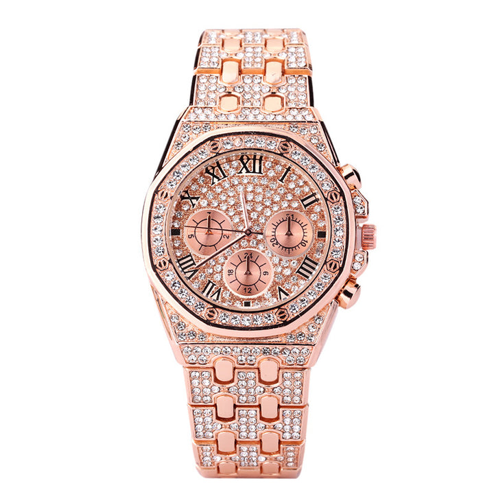 hop Diamond Watch Set Iced Out Crystal Bracelets Bling Bling hop Watch Unisex Luxury Large Dial Diamond Watch