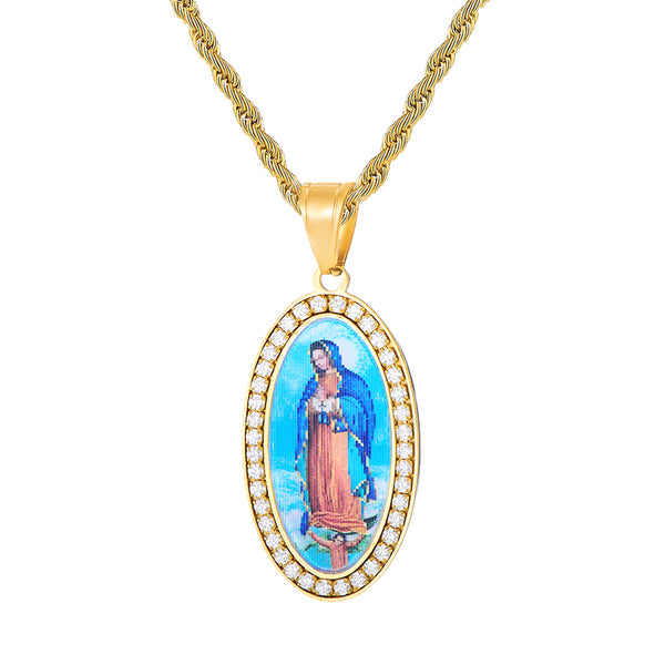 18K Gold Plated Stainless Steel the Blessed Virgin Mary Pendant Necklace