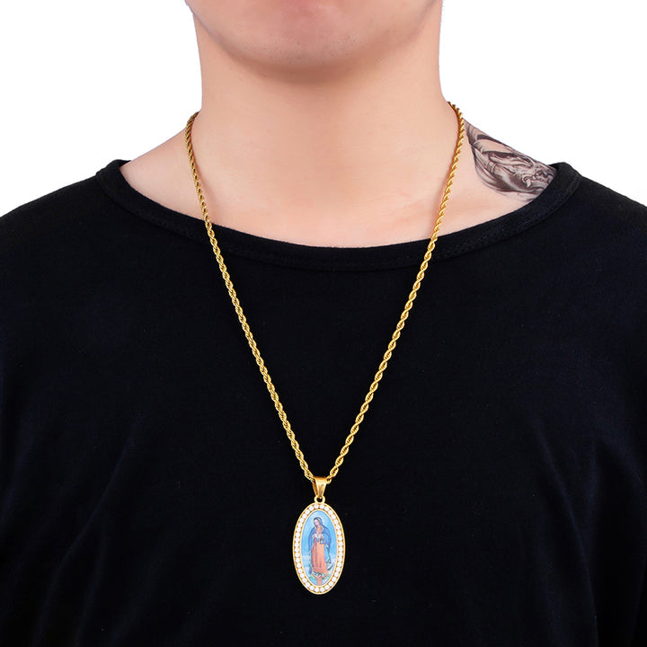 18K Gold Plated Stainless Steel the Blessed Virgin Mary Pendant Necklace